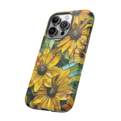 Yellow and Gold Daisy Mosaic Stained Glass Phone Case for iPhone 15, 14, Pro Max, 13, 12 & Samsung Galaxy S23, S22, S21, Google Pixel