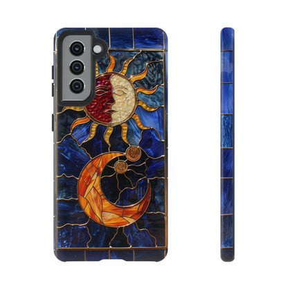 Celestial Stained Glass Moon and Stars iPhone 15 Case