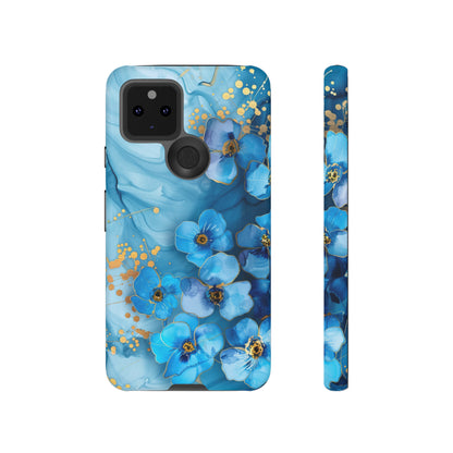 Forget Me Nots Gold Color Splash Floral Design Phone Case