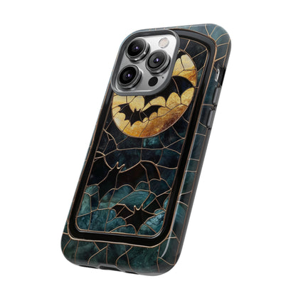 Halloween Phone Case Bats Stained Glass Style Spooky Moon Phone Cover