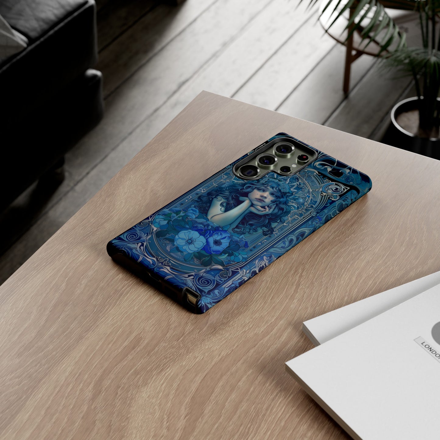 Blue Floral Art Nouveau Style Phone Case