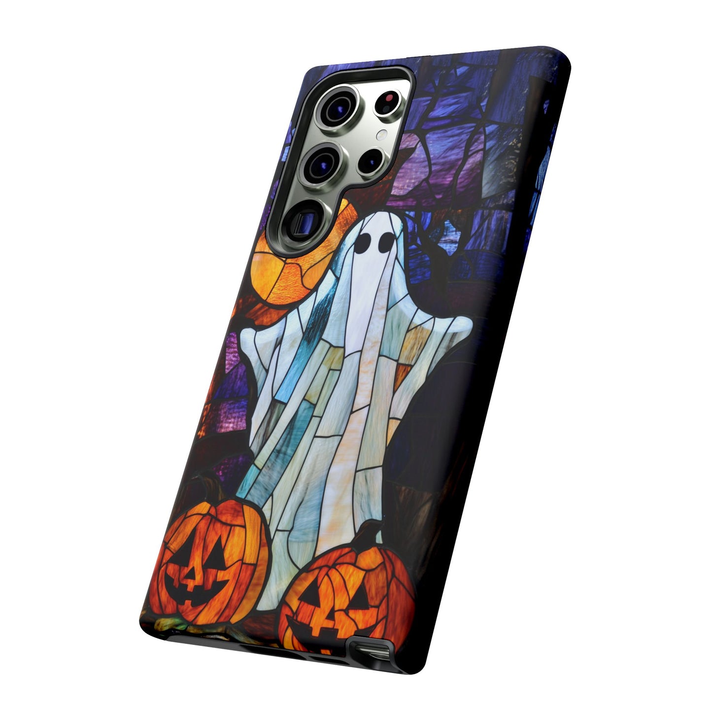 Stained Glass Halloween Ghost and Jack-o'-Lanterns Phone Cover