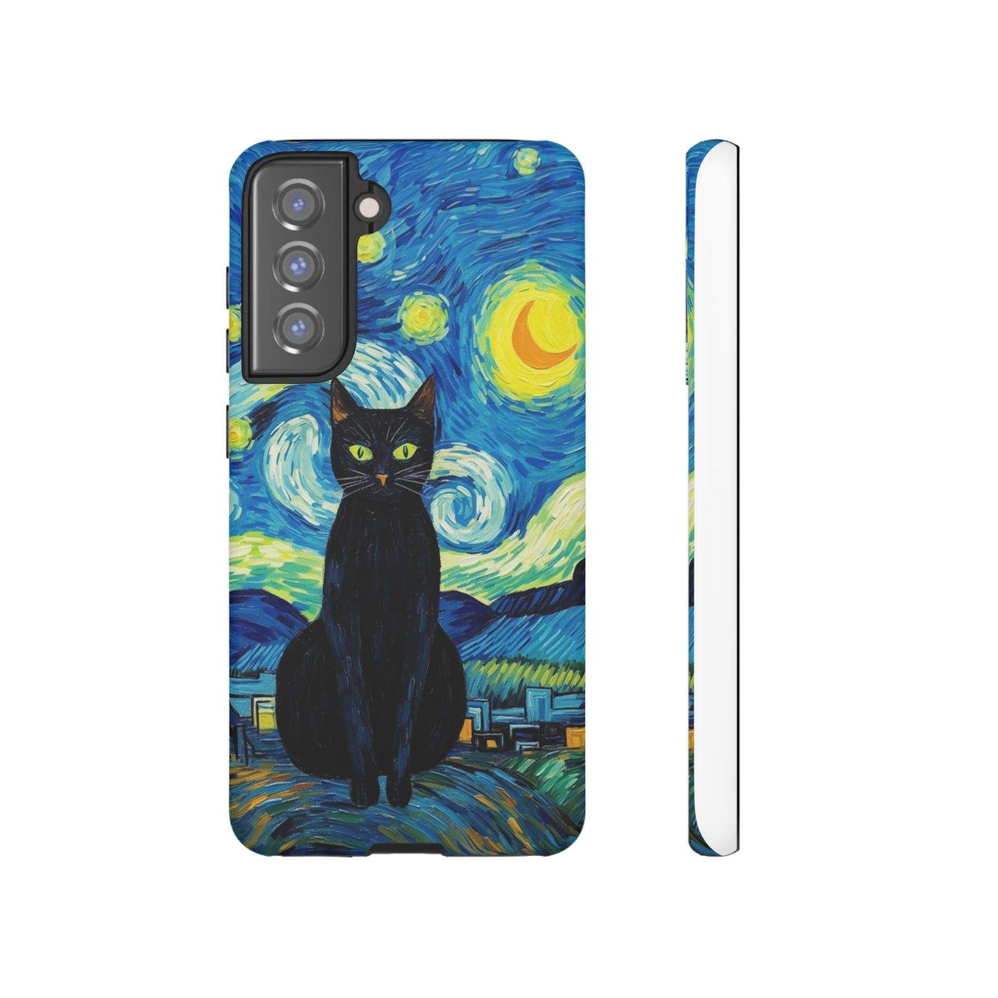 Starry Night Van Gogh Black Cat iPhone, Samsung Galaxy, Google Pixel  Case | Embrace Artistic Whimsy and Feline Charm