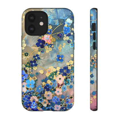 Forget Me Nots Gold Color Splash Floral Design Phone Case