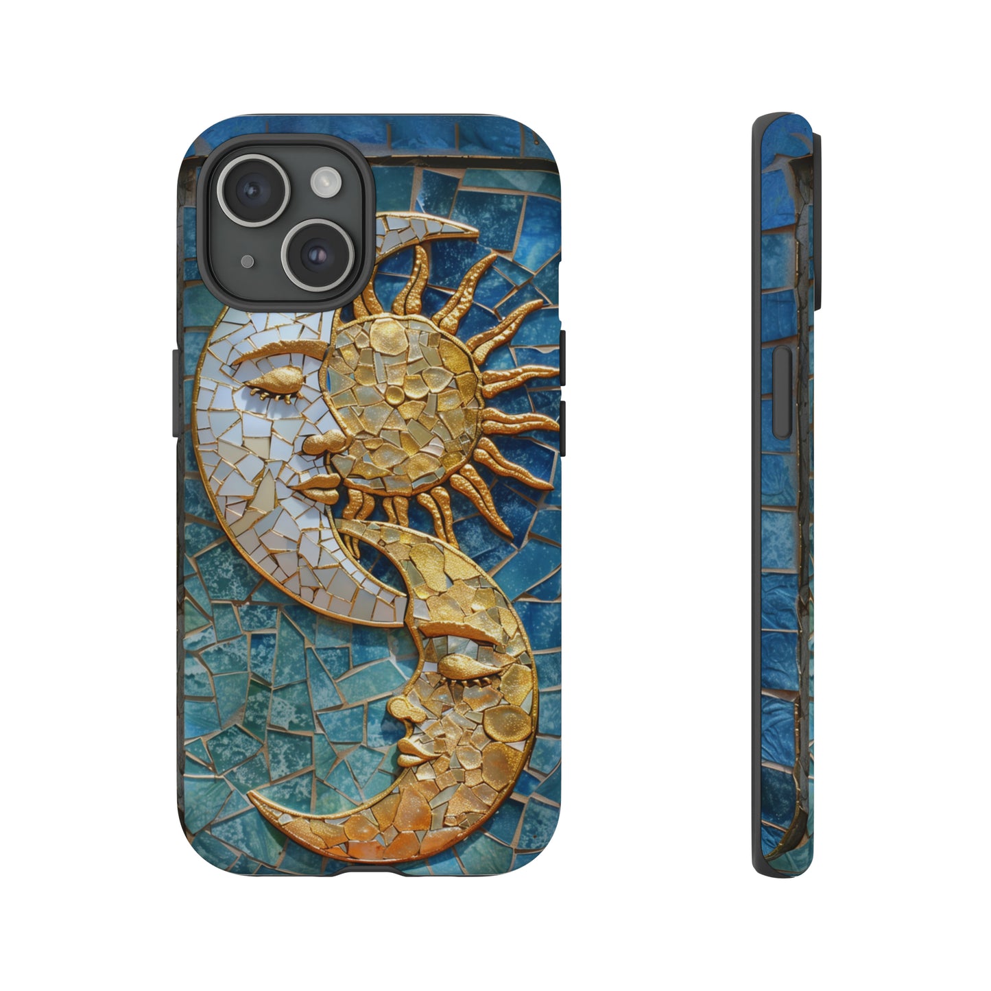 Boho Sun and Moon Mosaic Tile Stained Glass Phone Case