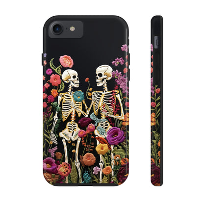 Love Halloween Skeletons Embroidery iPhone Case | iPhone X to iPhone 14 Pro Max