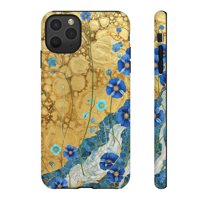 Forget Me Nots Gold Color Splash Floral Design Phone Case