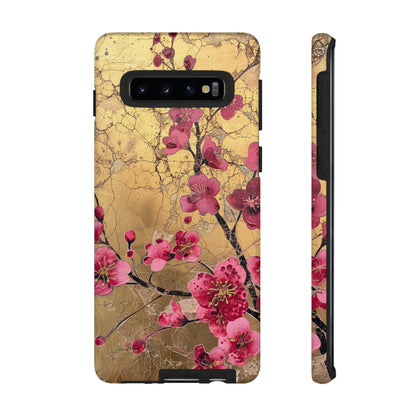 Pink Forget Me Nots Gold Floral Phone Case