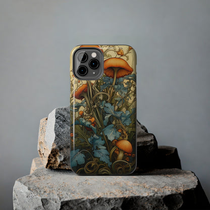 Vintage Mushroom iPhone Case Floral Aesthetic Art Nouveau Retro Phone Tough Case iPhone 14 Plus 13 12 7 8 SE Hippie Boho Style