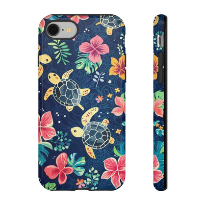 Undersea Floral Blue Sea Turtle Phone Case