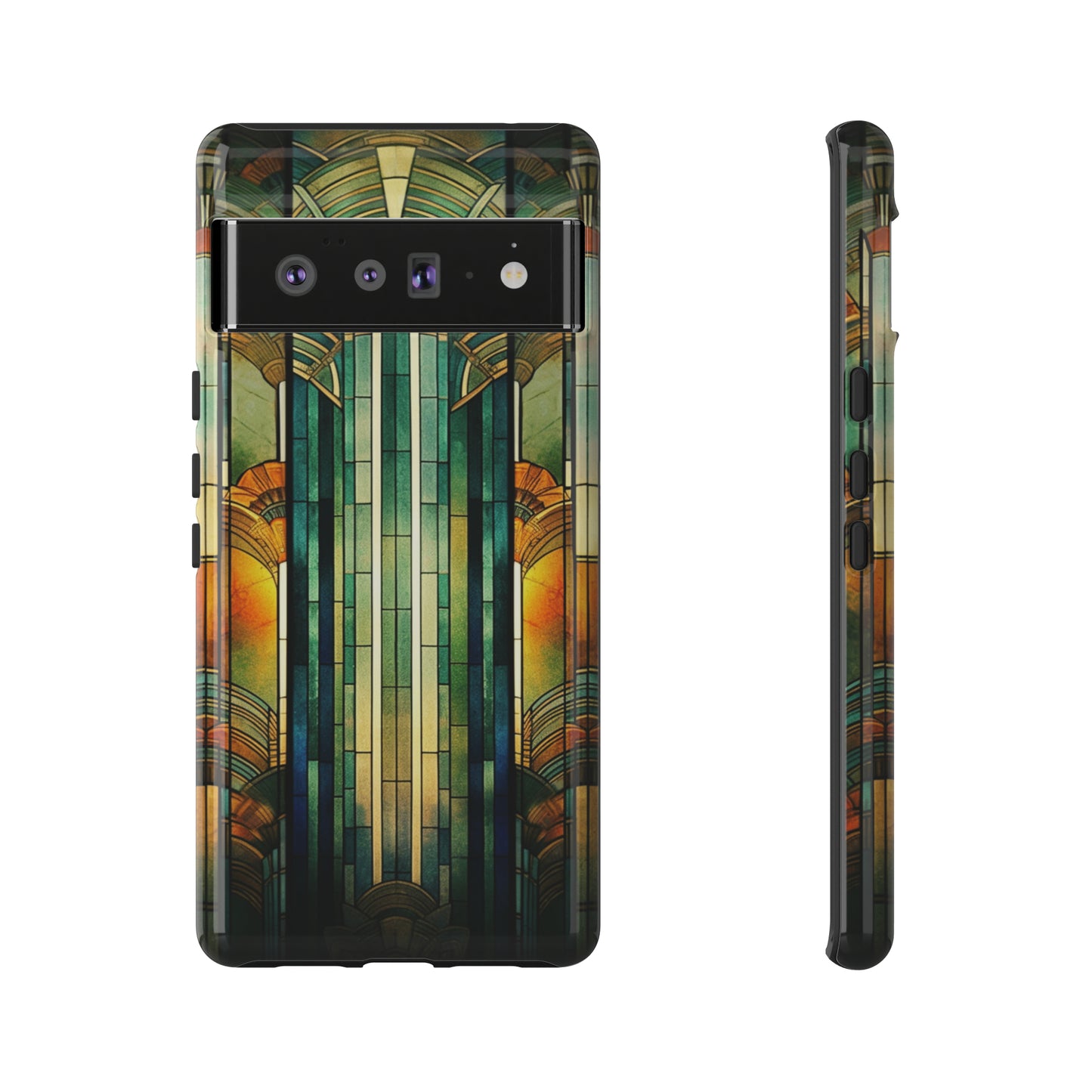 Art Deco Stained Glass floral Phone Case for iPhone 15, 14, Pro Max, 13, 12 & Samsung Galaxy S23, S22, S21, Google Pixel