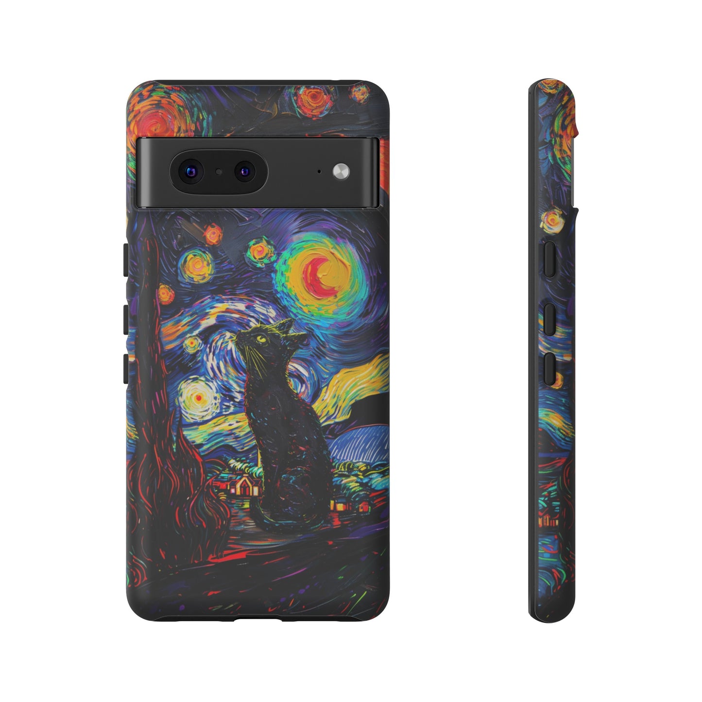 Starry Night Black Cat Van Gogh Painting Art Phone Case