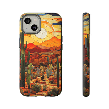 Desert Sunset Cactus Mosaic Tile