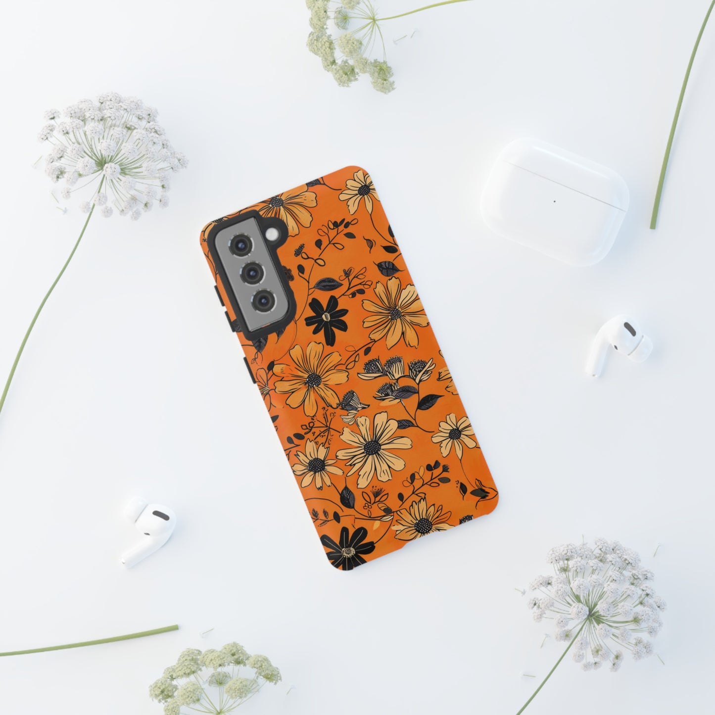 Orange Floral Phone Case Cute Summer Flower Aesthetic