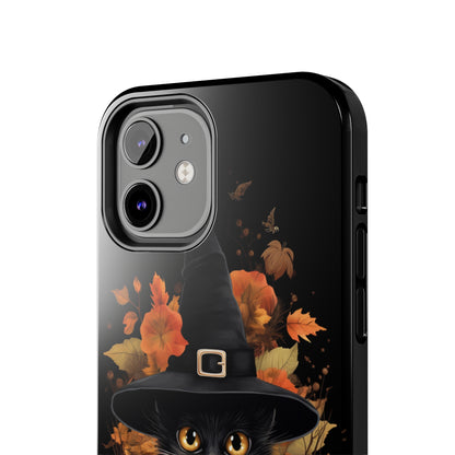 Trick or Treat Delight: Adorable Witch Cat Halloween Celebration | Whimsical iPhone Case