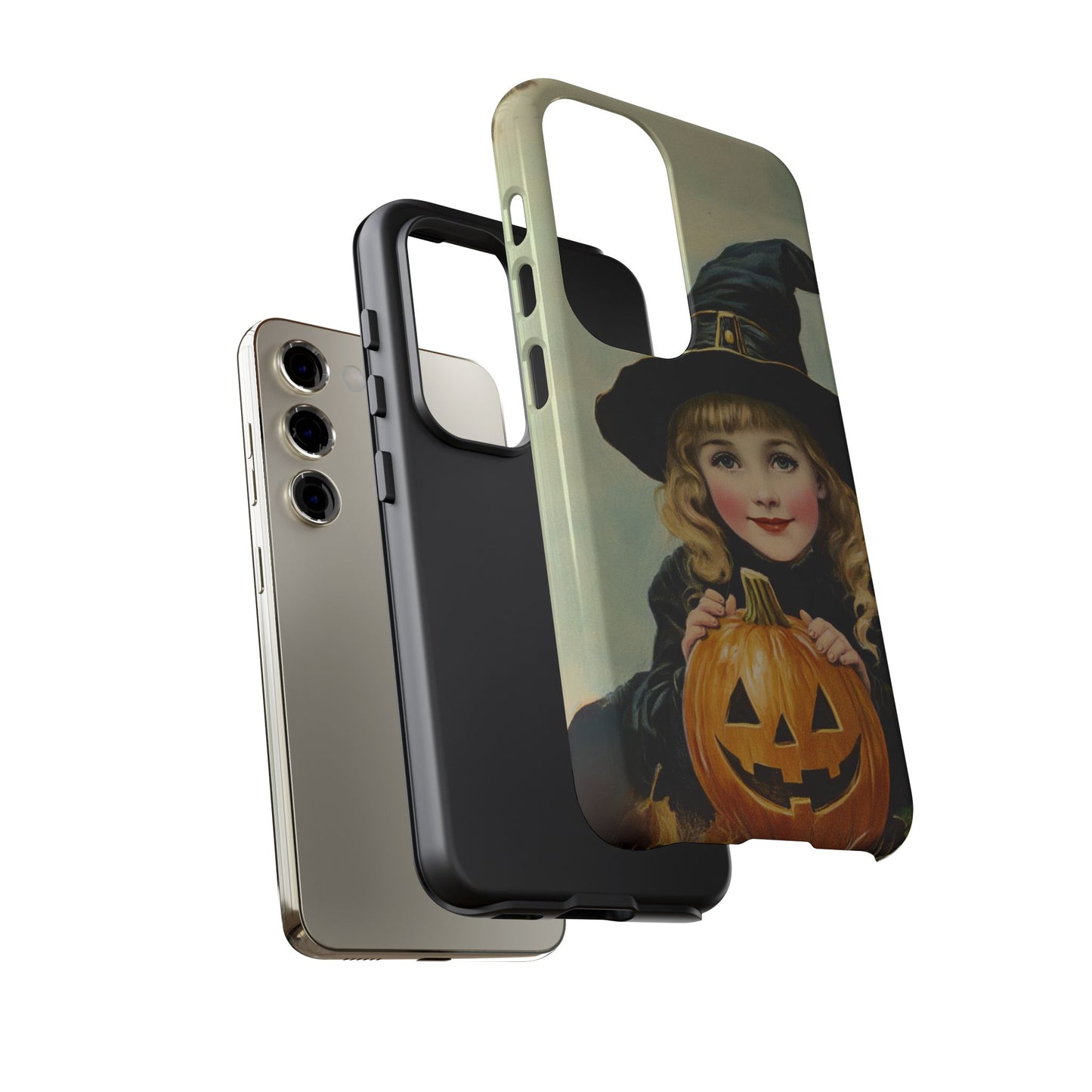 Vintage Halloween Card Witch and Jack-o'-lantern Phone Cover