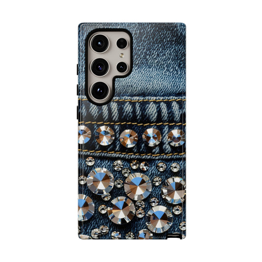 Blue Jean Queen rhinestone phone case for iPhone 15
