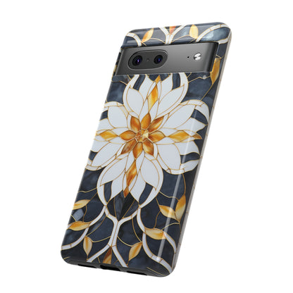 Art Deco Floral Gold & Blue Mosaic