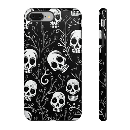 Join the Goth Side: Black Skull Floral Print | Mystical Elegance Case for iPhone, Samsung Galaxy, and Google Pixel