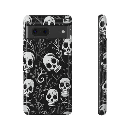 Join the Goth Side: Black Skull Floral Print | Mystical Elegance Case for iPhone, Samsung Galaxy, and Google Pixel