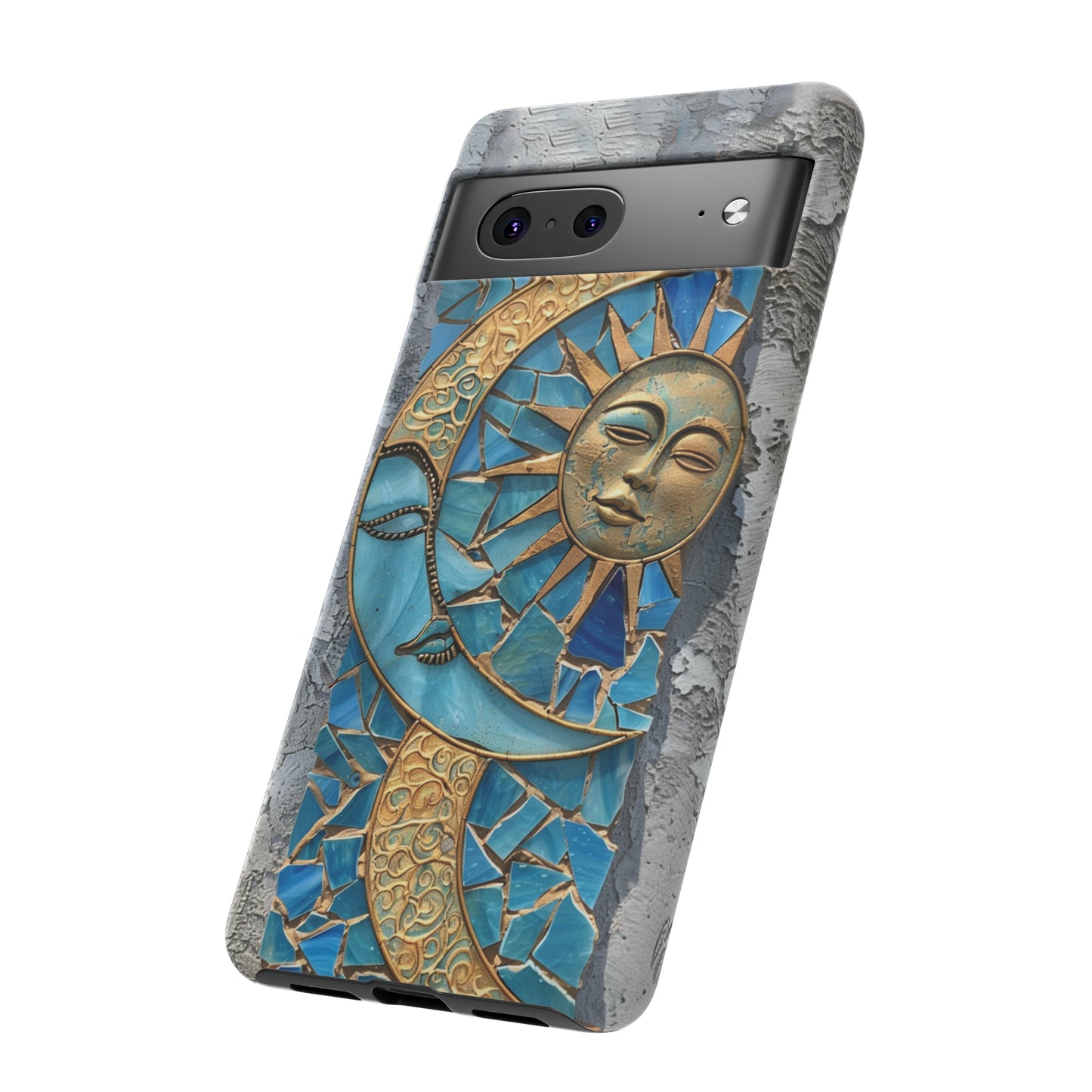 Boho Sun and Moon Mosaic Tile Stained Glass Phone Case