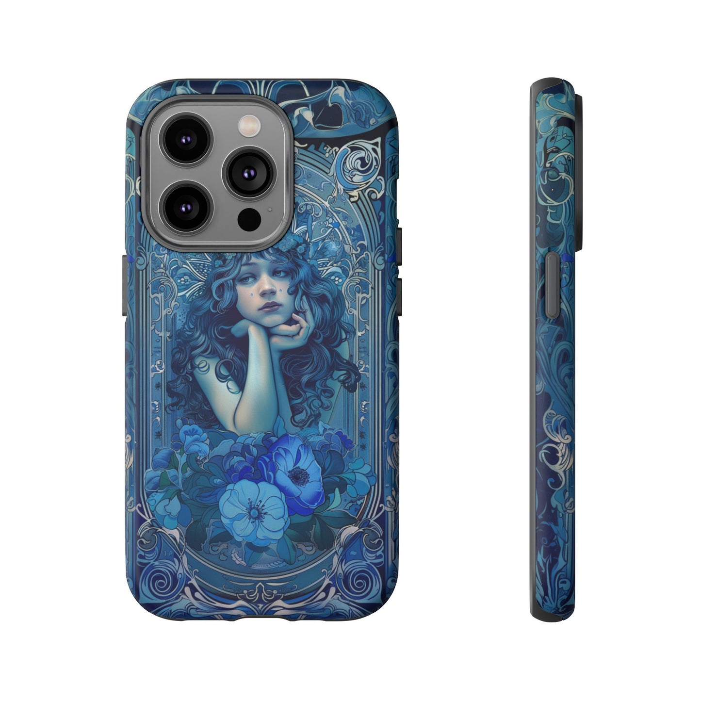 Blue Floral Art Nouveau Style Phone Case