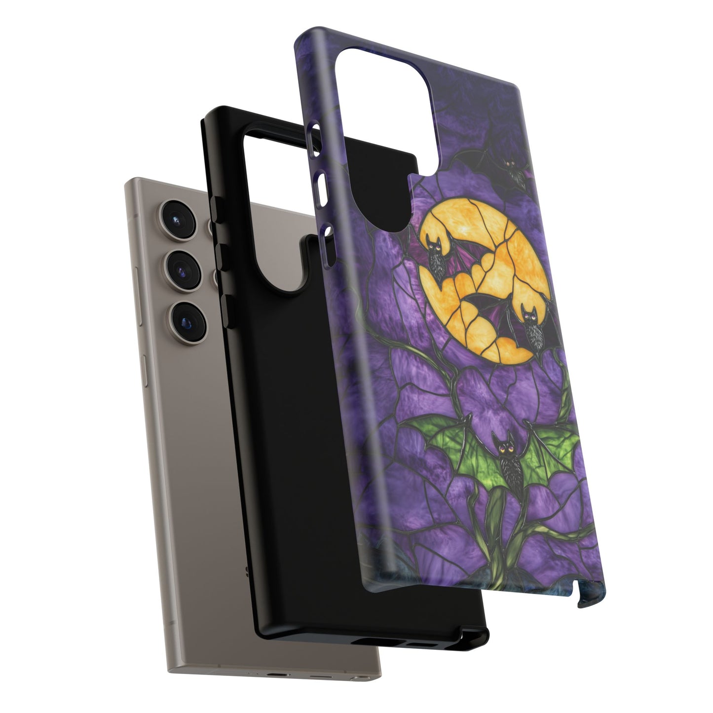 Full Moon Stained Glass Style Halloween Bats Phone Case