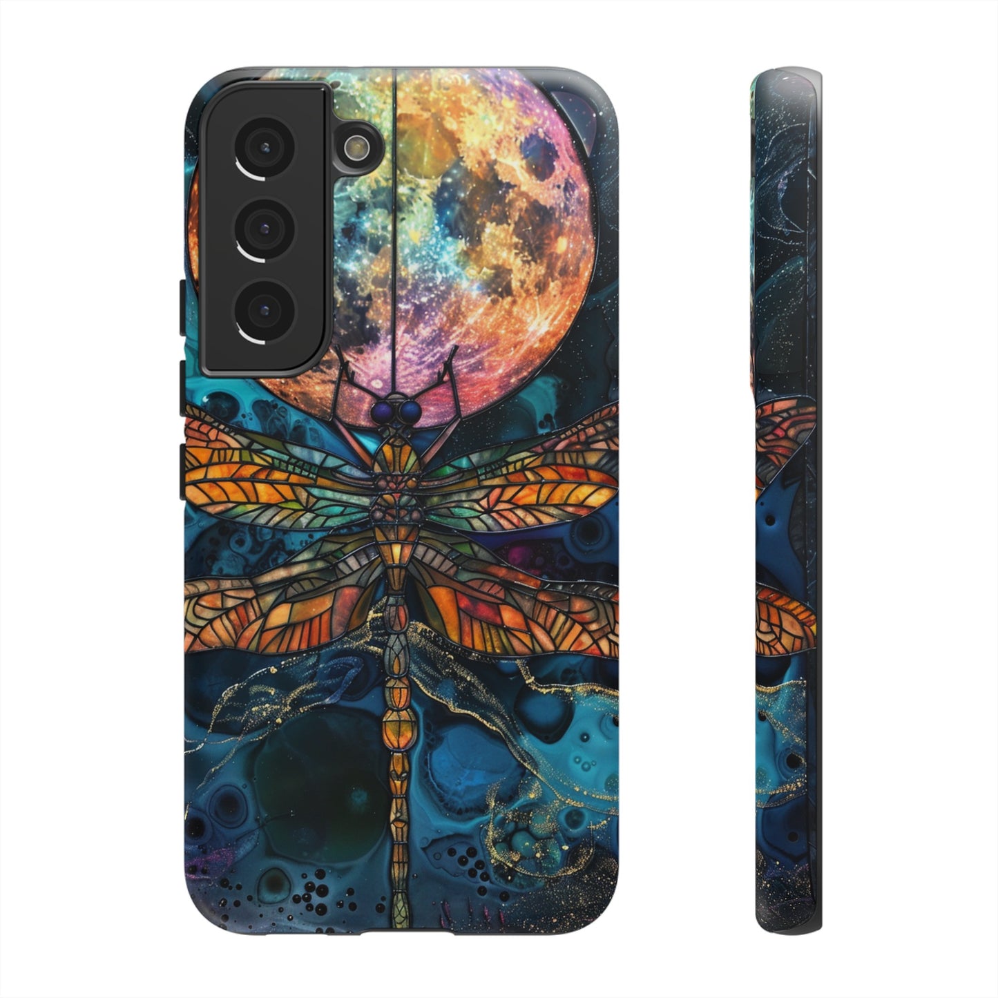 Full Moon Stained Glass Dragonfly Phone Cover