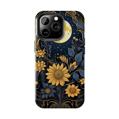 Starry Night Boho Meets Cottagecore: Floral Sun, Moon & Stars iPhone Case