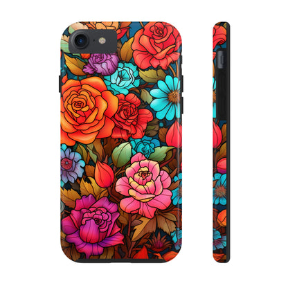 Stained Glass Tough iPhone Case | Trippy Psychedelic Flowers Floral Aesthetic Retro iPhone 14 Plus 13 12 7 8 Se Trendy Hippie Boho