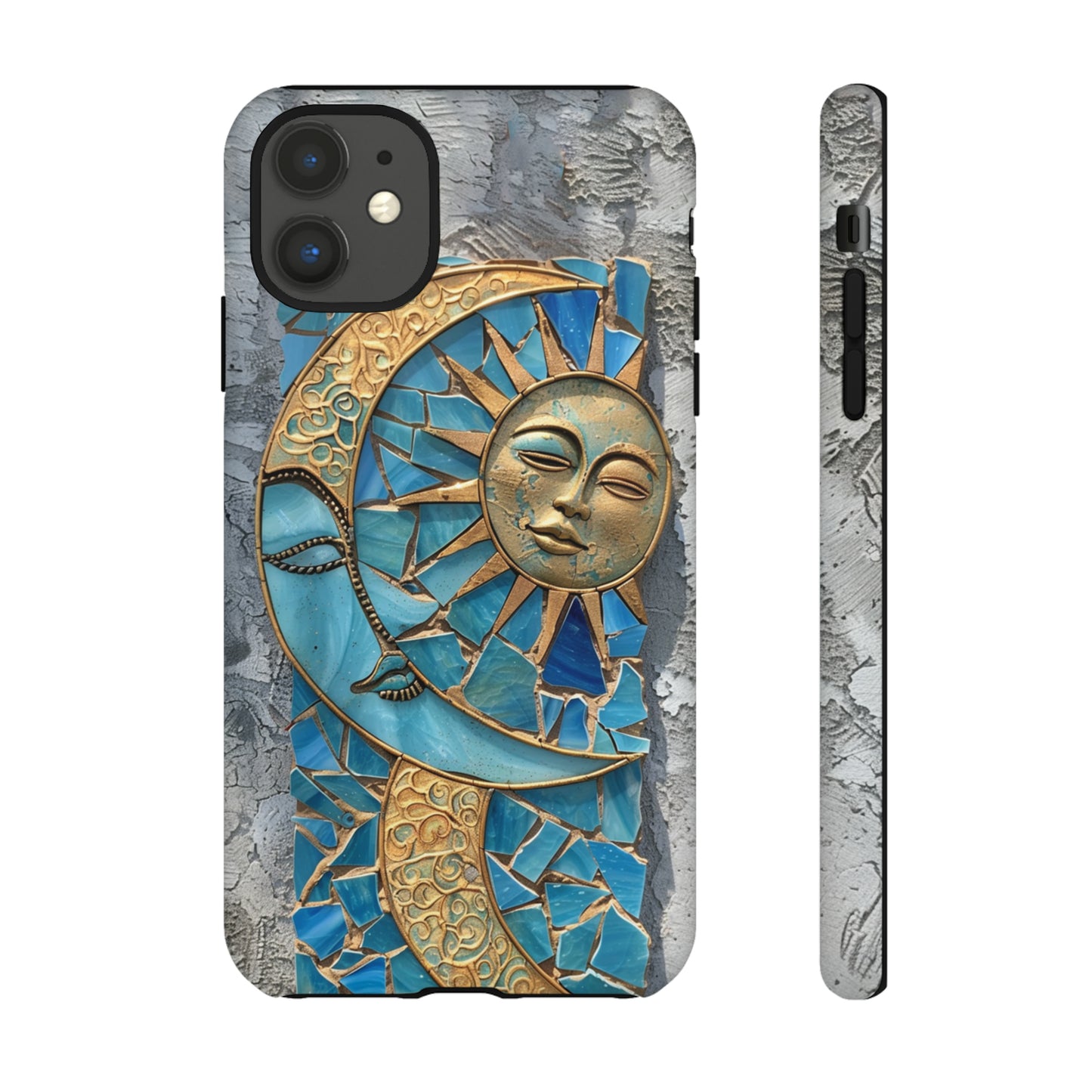 Boho Sun and Moon Mosaic Tile Stained Glass Phone Case