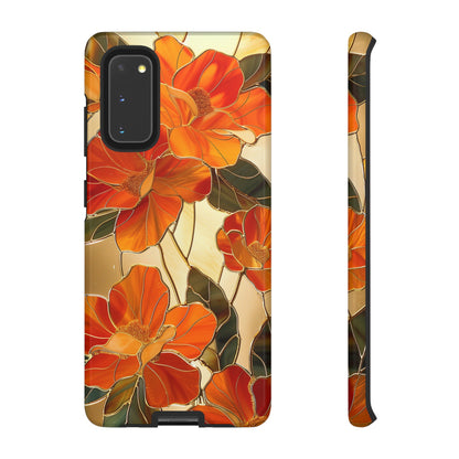 Orange Floral Phone Case Stained Glass Flower Aesthetic