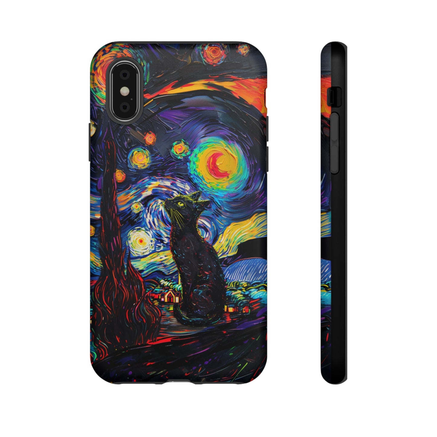 Starry Night Black Cat Van Gogh Painting Art Phone Case