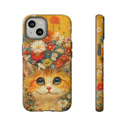 Cute Cat in Floral Garden Phone Case