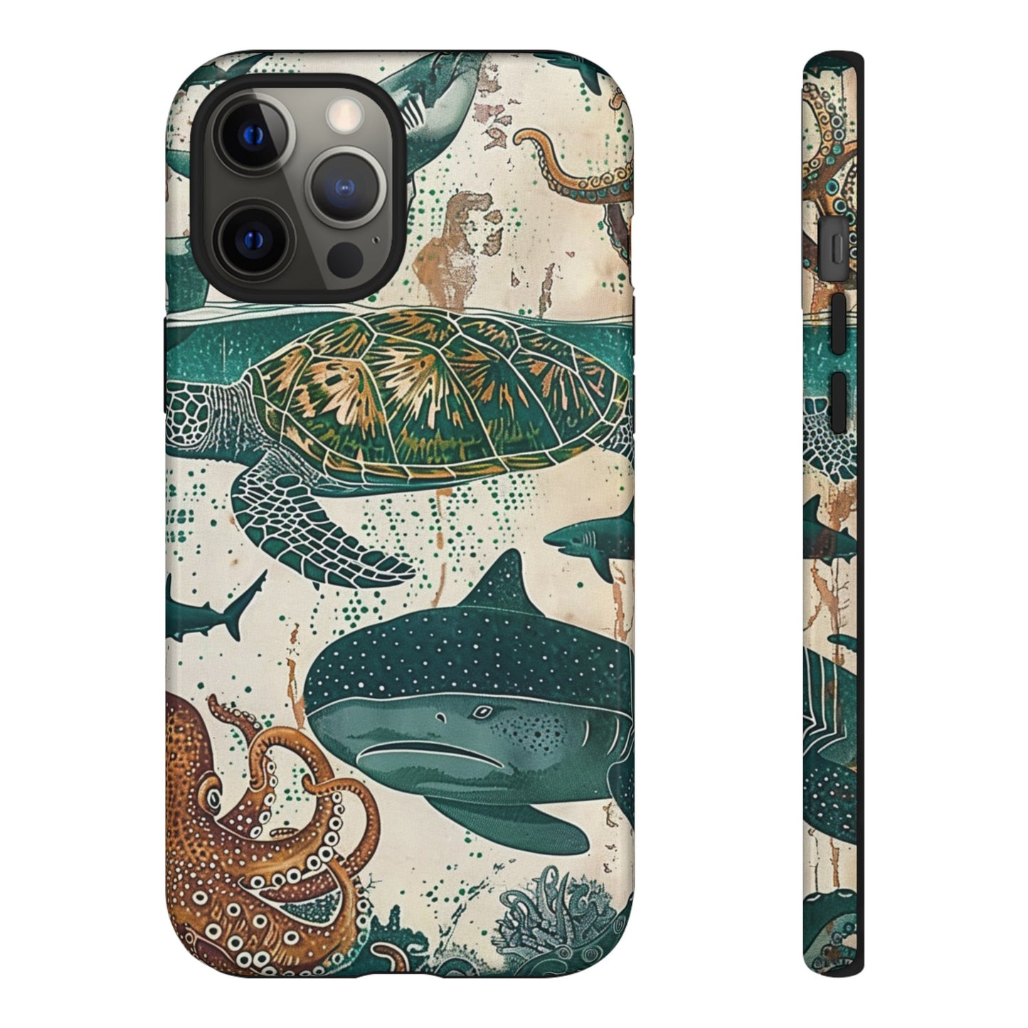 Undersea World Shark, Turtle, Manta Ray Phone Case