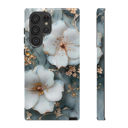 White Flower on Marble Stone  Phone Case