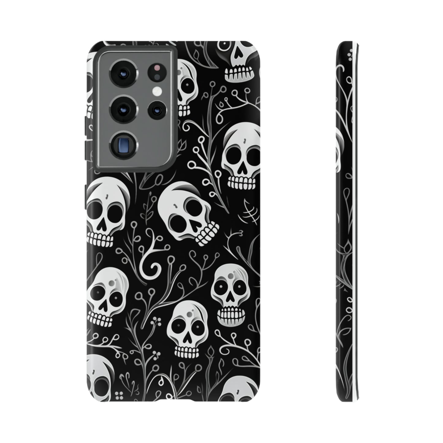 Join the Goth Side: Black Skull Floral Print | Mystical Elegance Case for iPhone, Samsung Galaxy, and Google Pixel