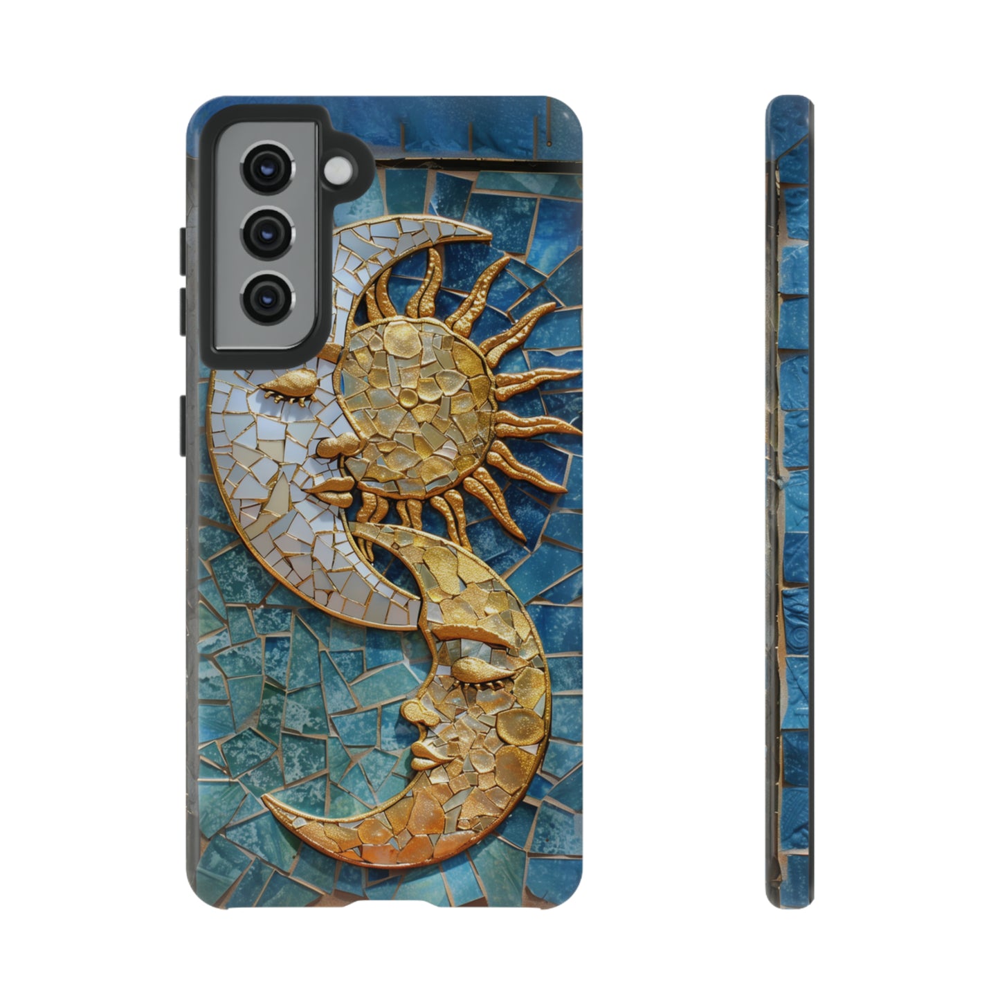 Boho Sun and Moon Mosaic Tile Stained Glass Phone Case