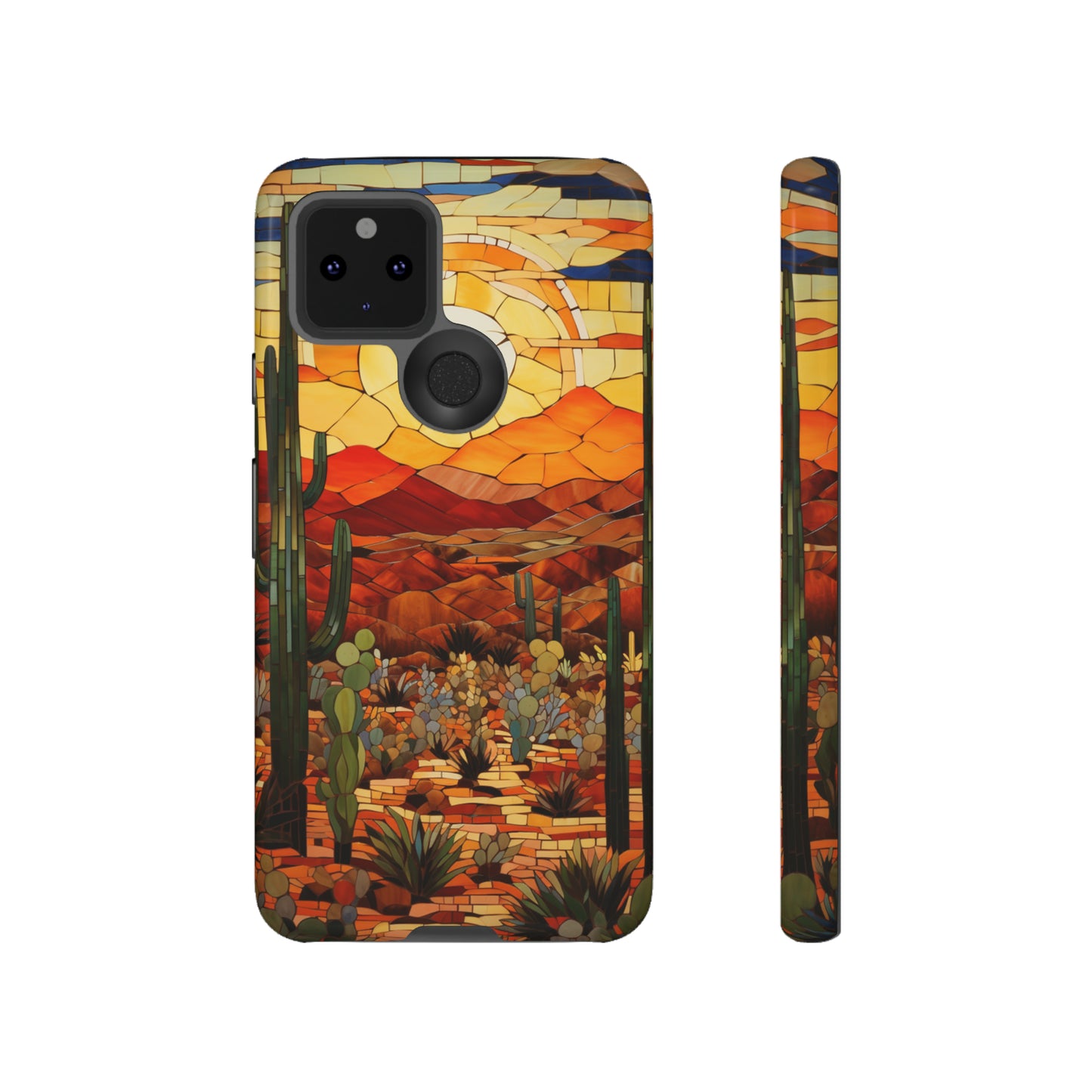 Desert Sunset Cactus Mosaic Tile