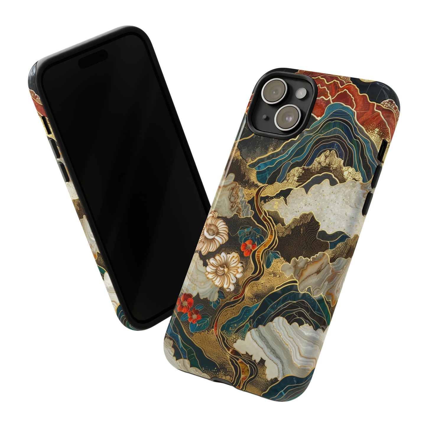 Chiyogami Stained Glass Floral Mountain Phone Case