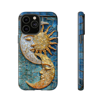 Boho Sun and Moon Mosaic Tile Stained Glass Phone Case