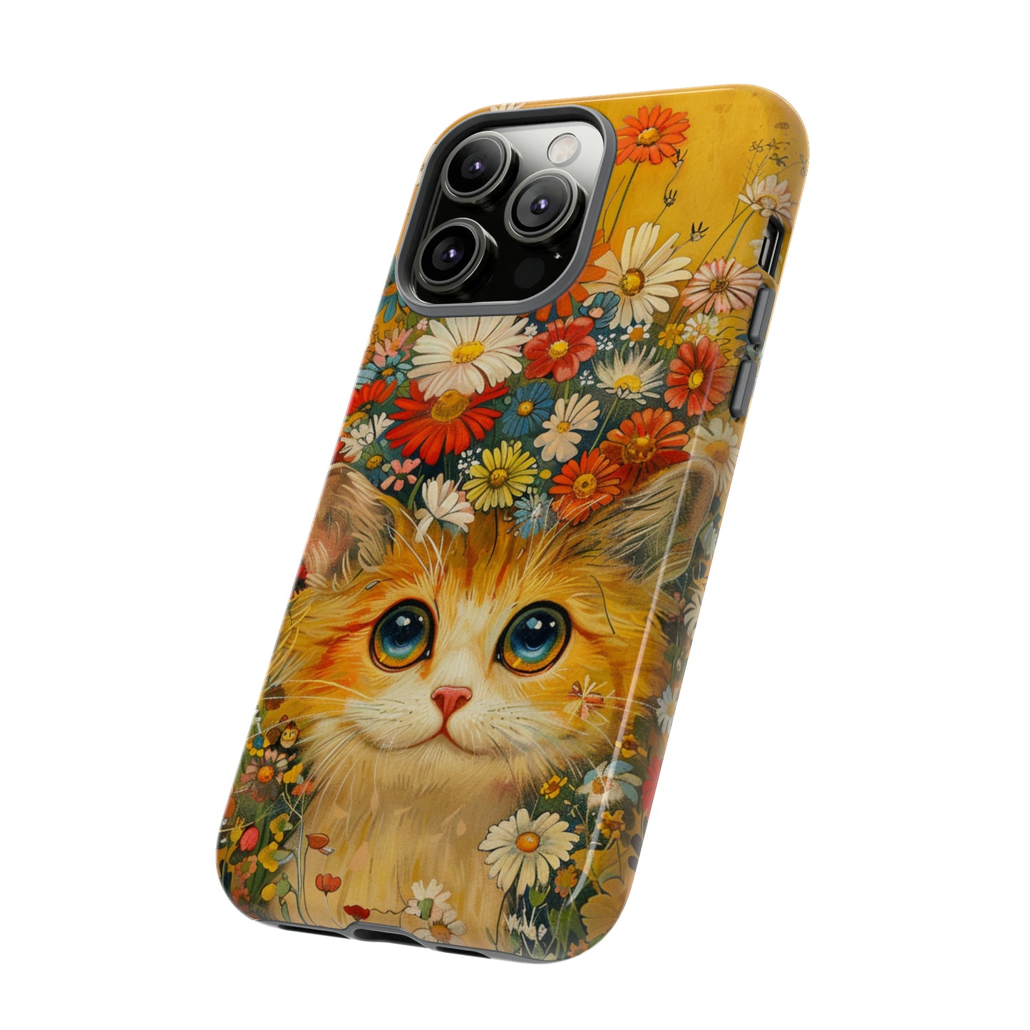 Cute Cat in Floral Garden Phone Case