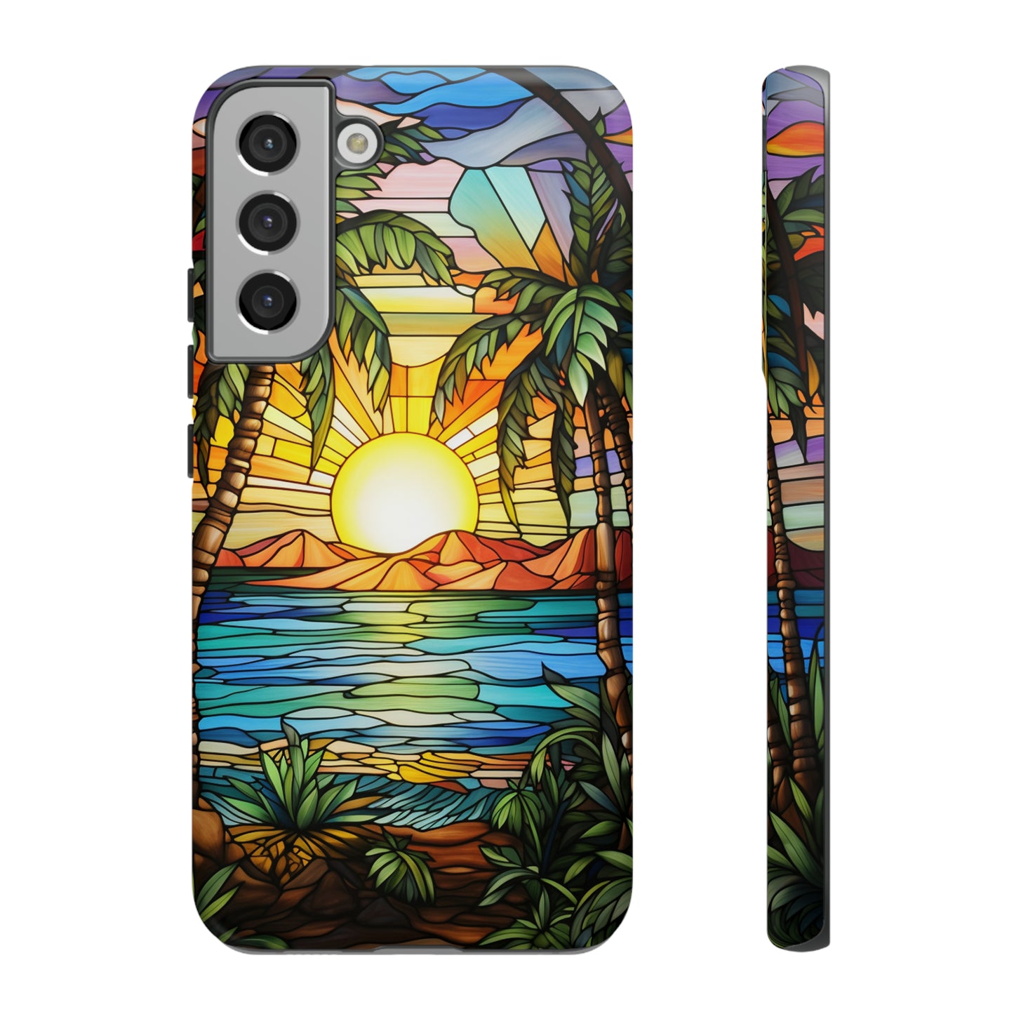 Tropical Stained Glass Sunset Beach