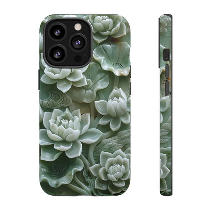 Green Jade Lotus Floral Art Phone Case