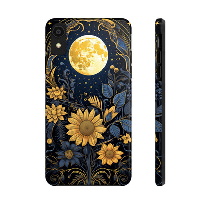 Starry Night Boho Meets Cottagecore: Floral Sun, Moon & Stars iPhone Case