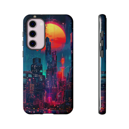 Cyberpunk Full Moon Cityscape Phone Case