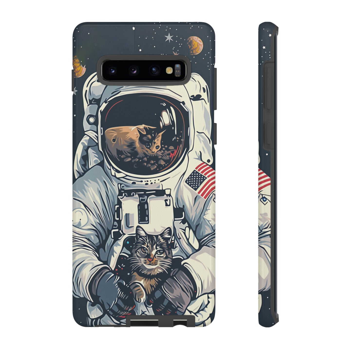 The Astronaut and the Cosmic Cat Phone Case