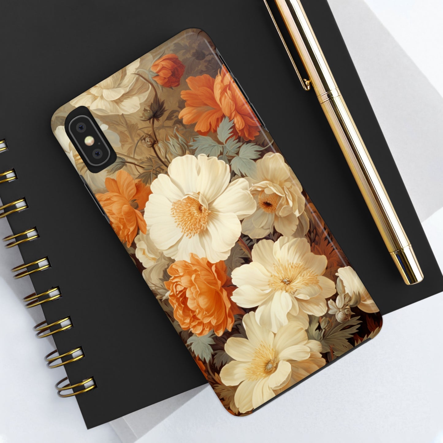 Vintage Floral Aesthetic Phone Tough Case Antique Print for iPhone 14 11 Pro 12 13 XR XS X 7+ 8 Boho Nature Flowers Cottage Core