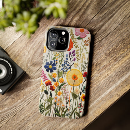 Wildflowers Floral Embroidery iPhone Case