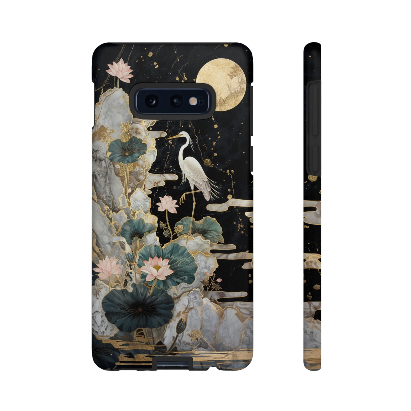 Heron and Moon Floral Zen Art Phone Case